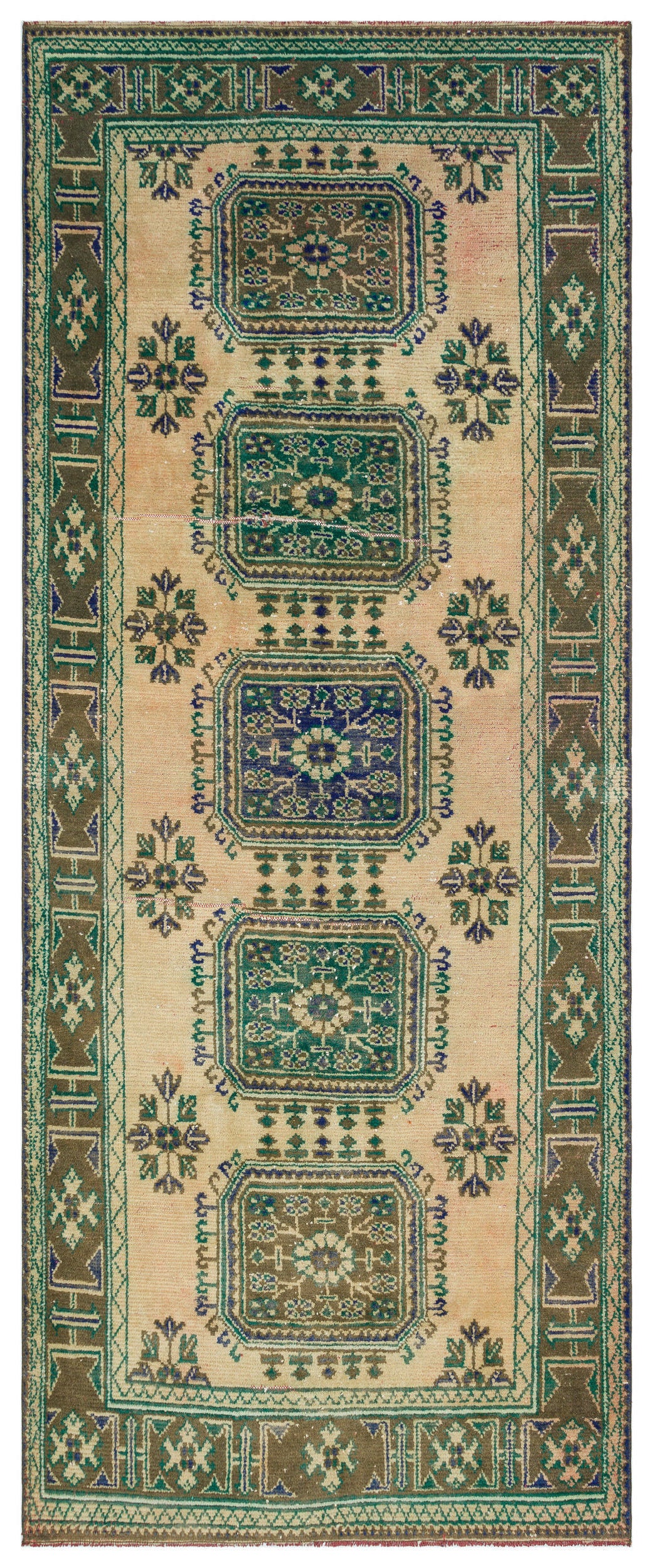 Natural Anatolium Turkish Vintage Runner 4&#39;6&#39;&#39; x 10&#39;11&#39;&#39; ft 138 x 333 cm