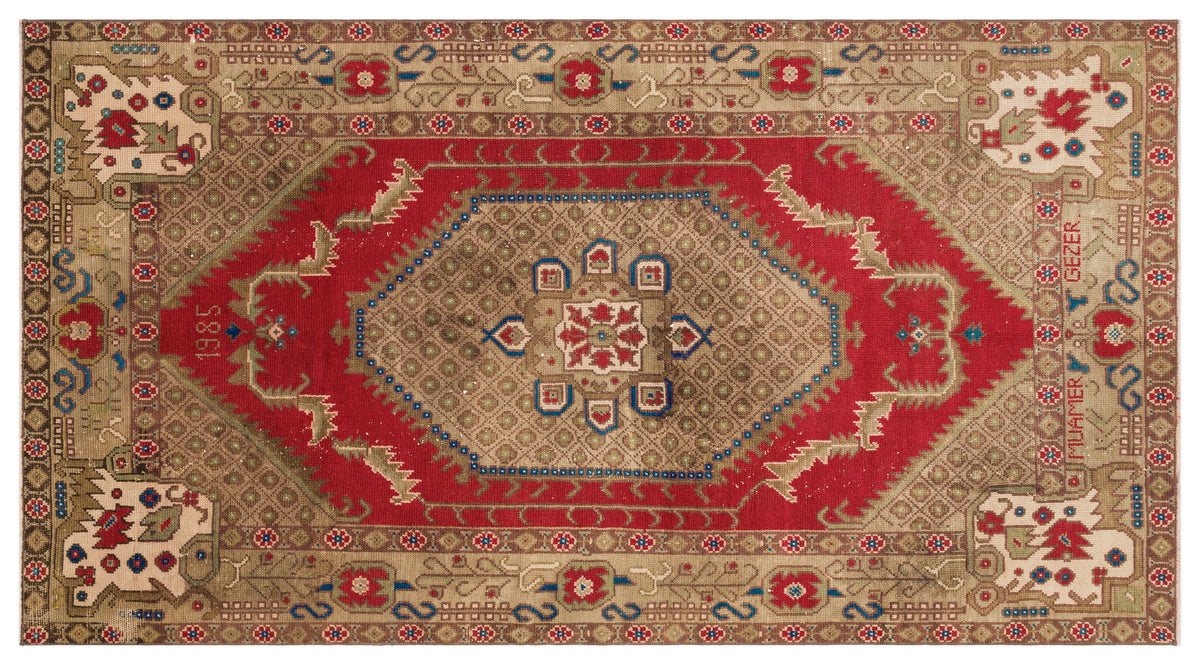 Natural Anatolium Turkish Vintage Rug 4&#39;12&#39;&#39; x 9&#39;1&#39;&#39; ft 152 x 276 cm