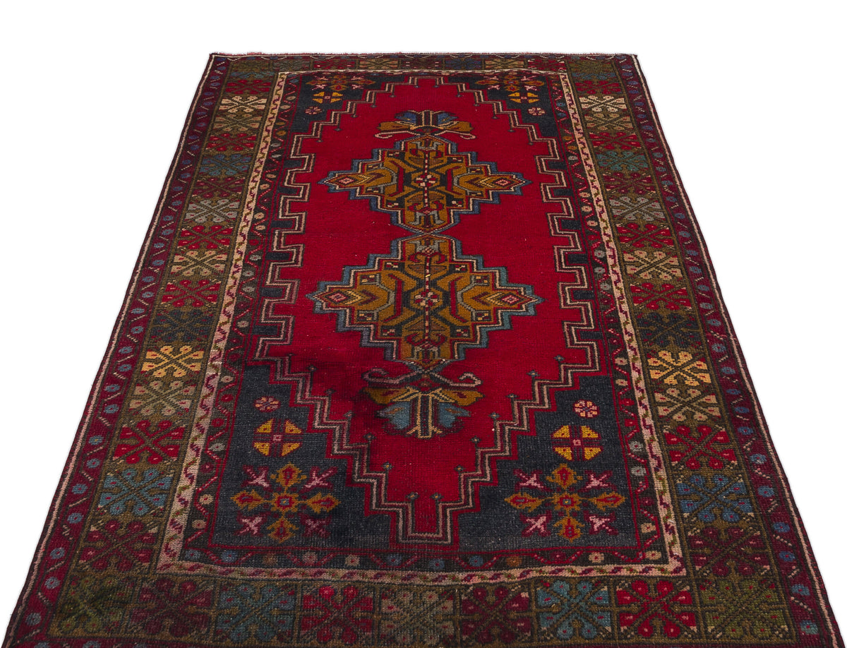 Natural Anatolium Turkish Vintage Rug 3&#39;12&#39;&#39; x 6&#39;6&#39;&#39; ft 121 x 197 cm