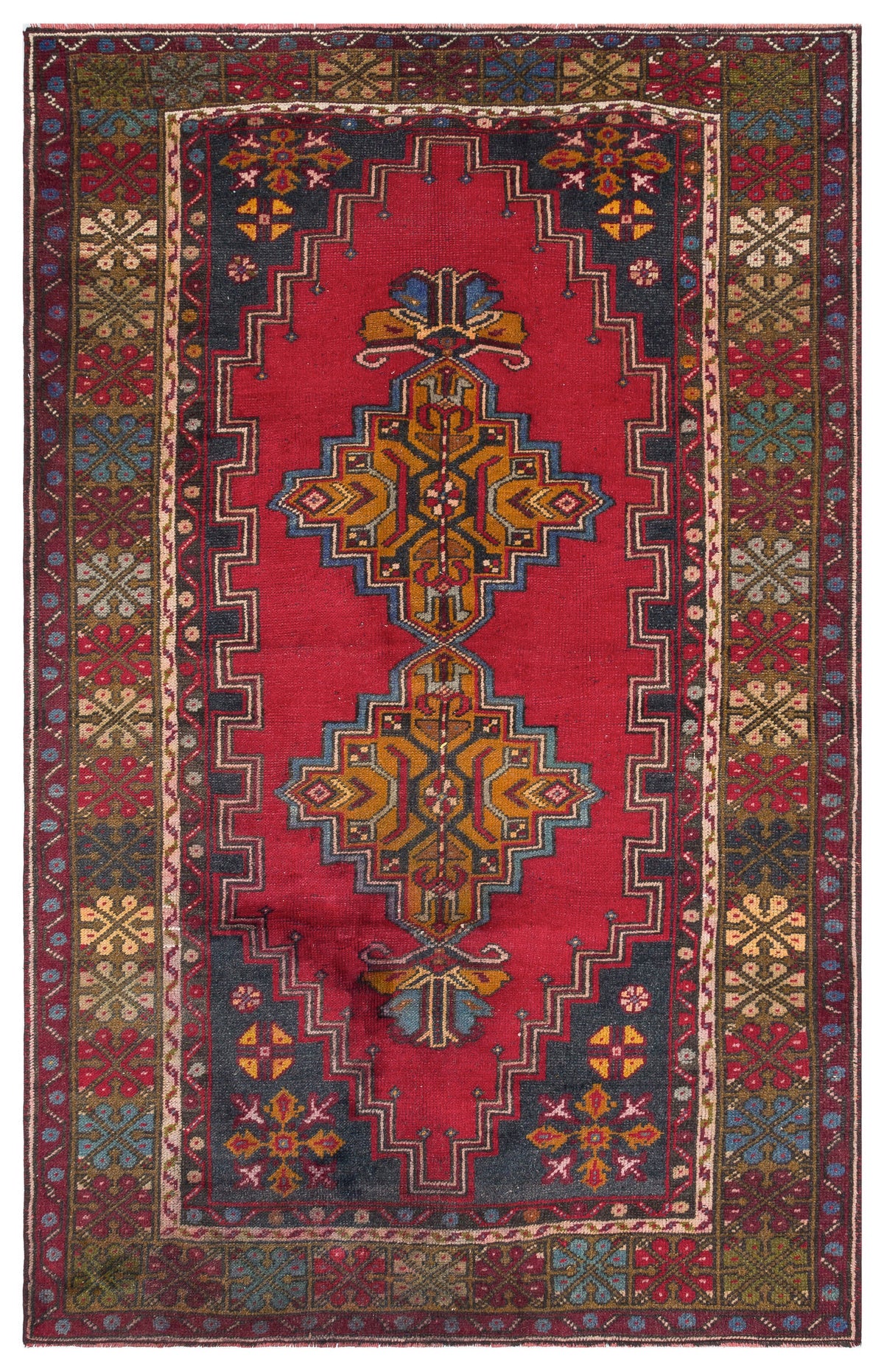 Natural Anatolium Turkish Vintage Rug 3&#39;12&#39;&#39; x 6&#39;6&#39;&#39; ft 121 x 197 cm