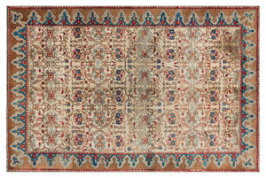 Natural Anatolium Turkish Vintage Rug 4'4'' x 6'7'' ft 132 x 201 cm