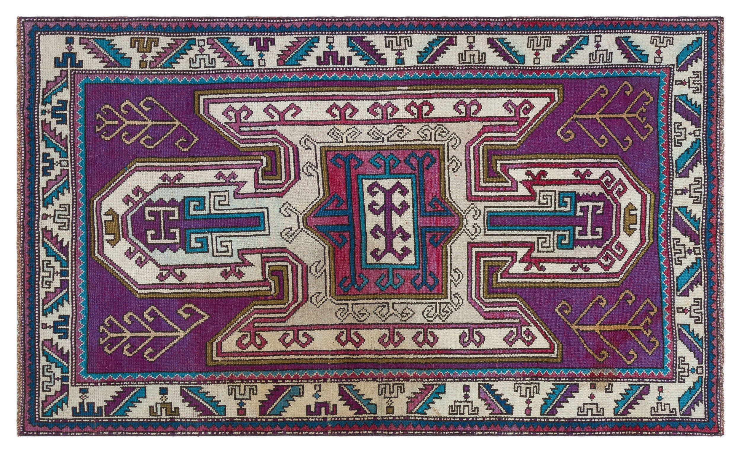 Natural Anatolium Turkish Vintage Rug 4'1'' x 6'7'' ft 125 x 200 cm