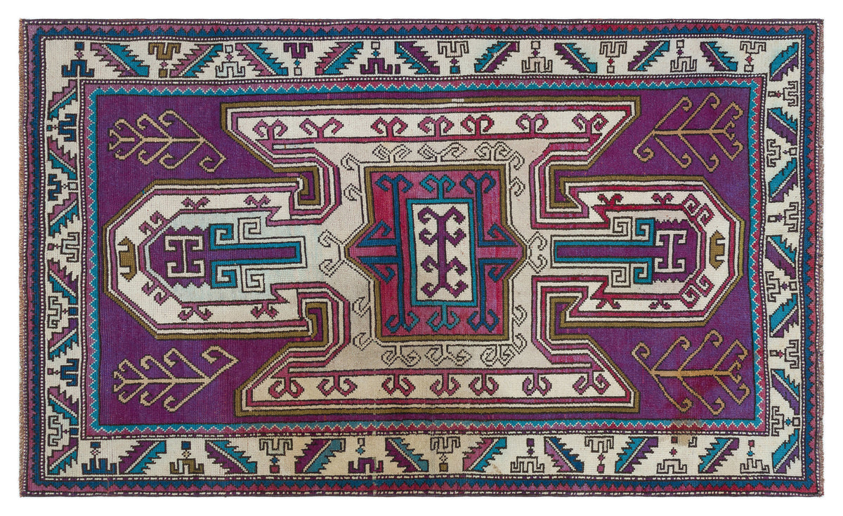 Natural Anatolium Turkish Vintage Rug 4&#39;1&#39;&#39; x 6&#39;7&#39;&#39; ft 125 x 200 cm