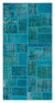 Turquoise  Over Dyed Patchwork Unique Rug 2'7'' x 5'1'' ft 79 x 155 cm