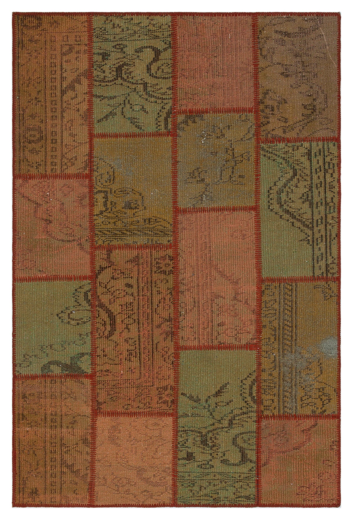 Brown Over Dyed Patchwork Unique Rug 3&#39;11&#39;&#39; x 6&#39;0&#39;&#39; ft 120 x 183 cm