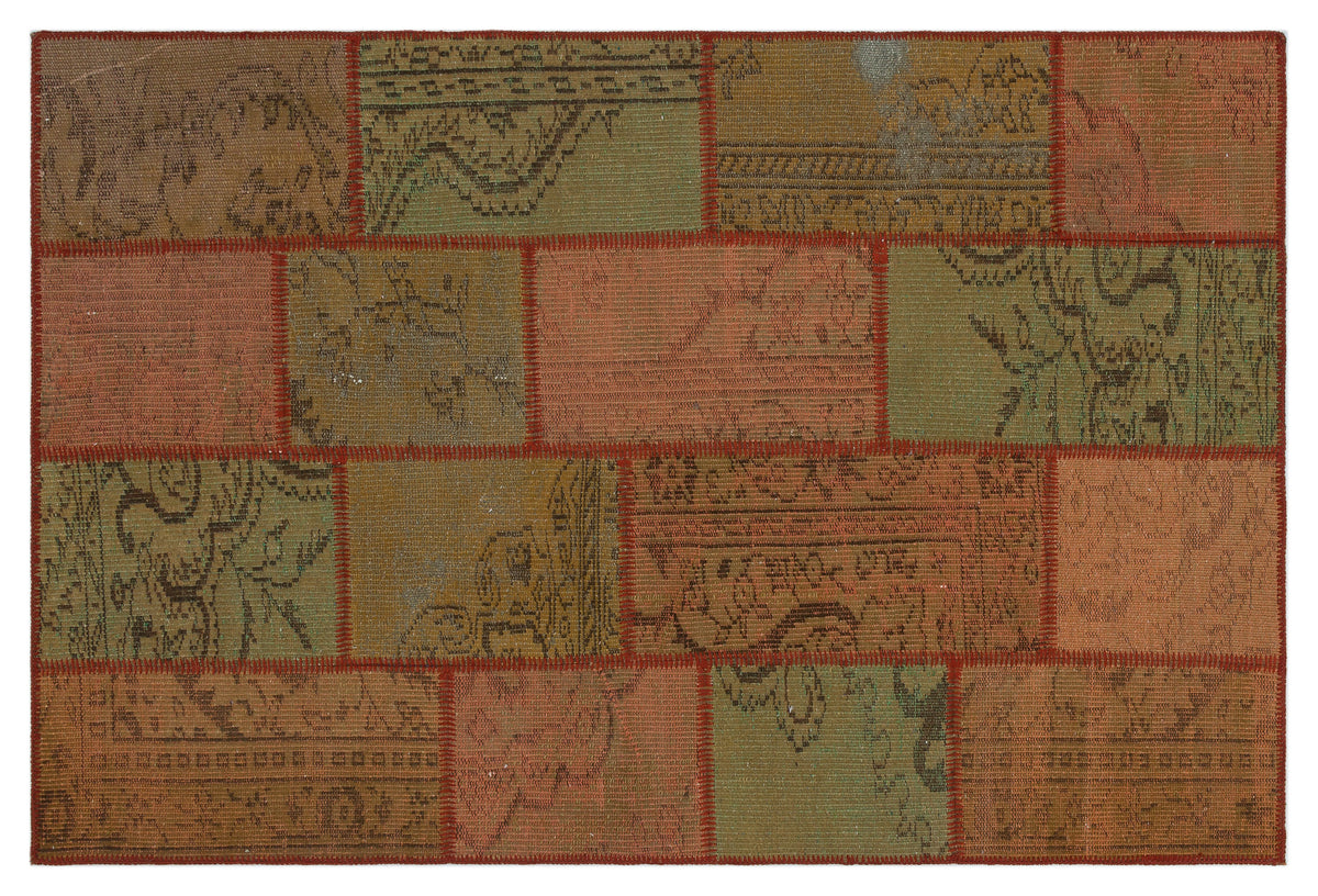 Brown Over Dyed Patchwork Unique Rug 3&#39;11&#39;&#39; x 6&#39;0&#39;&#39; ft 120 x 183 cm