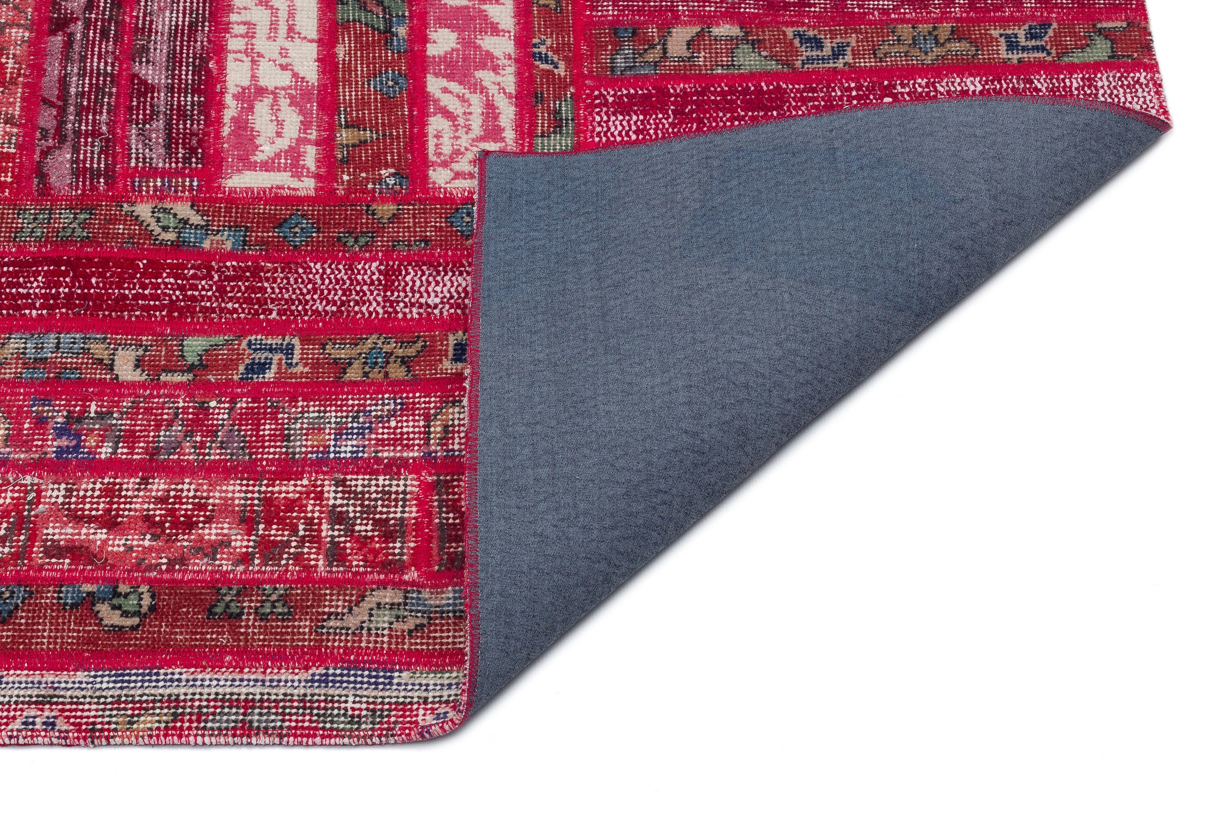 Red Over Dyed Patchwork Unique Rug 4'0'' x 6'7'' ft 122 x 200 cm