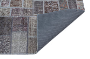 Gray Over Dyed Patchwork Unique Rug 3'10'' x 6'2'' ft 117 x 187 cm