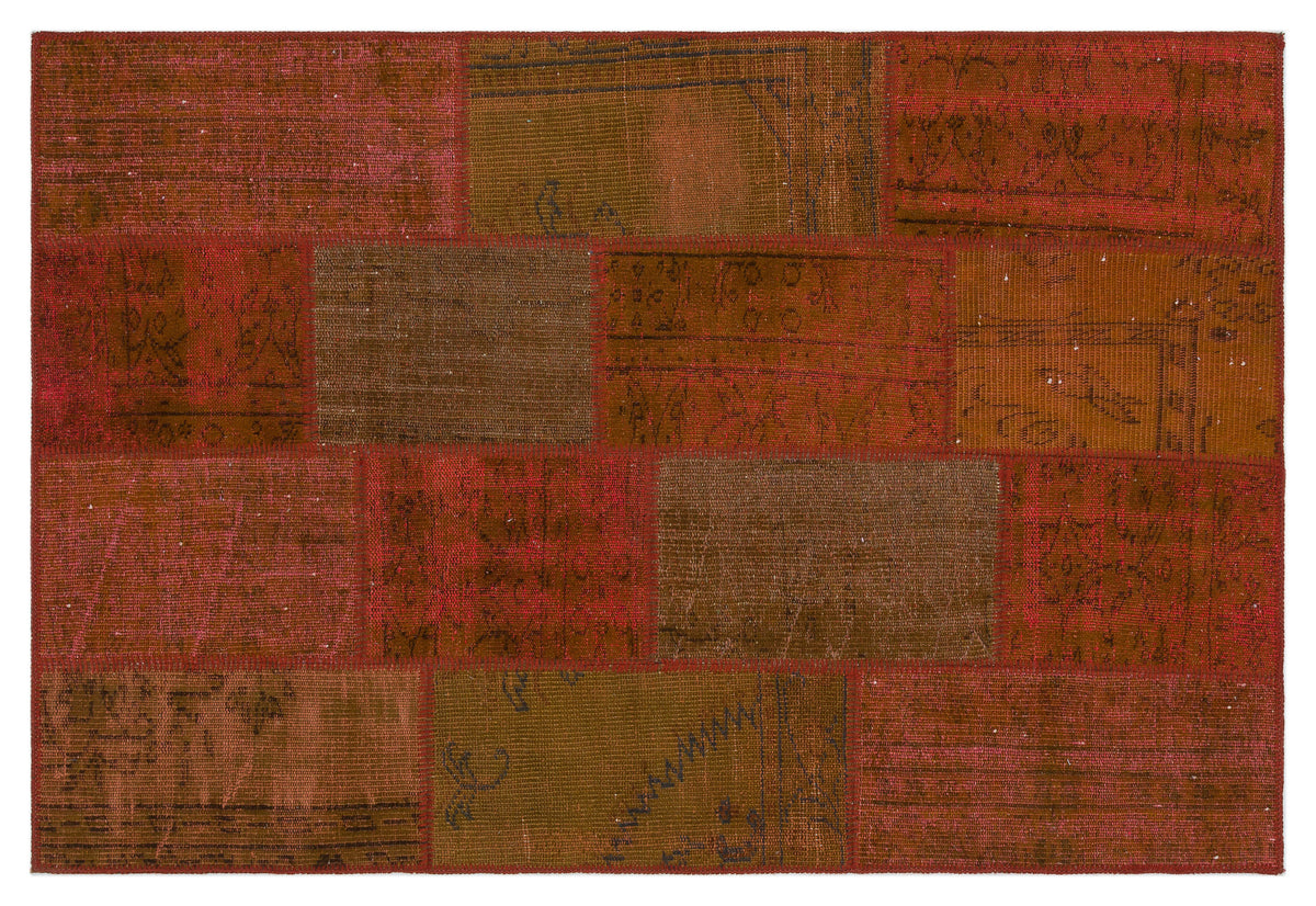 Orange Over Dyed Patchwork Unique Rug 3&#39;11&#39;&#39; x 5&#39;11&#39;&#39; ft 120 x 180 cm