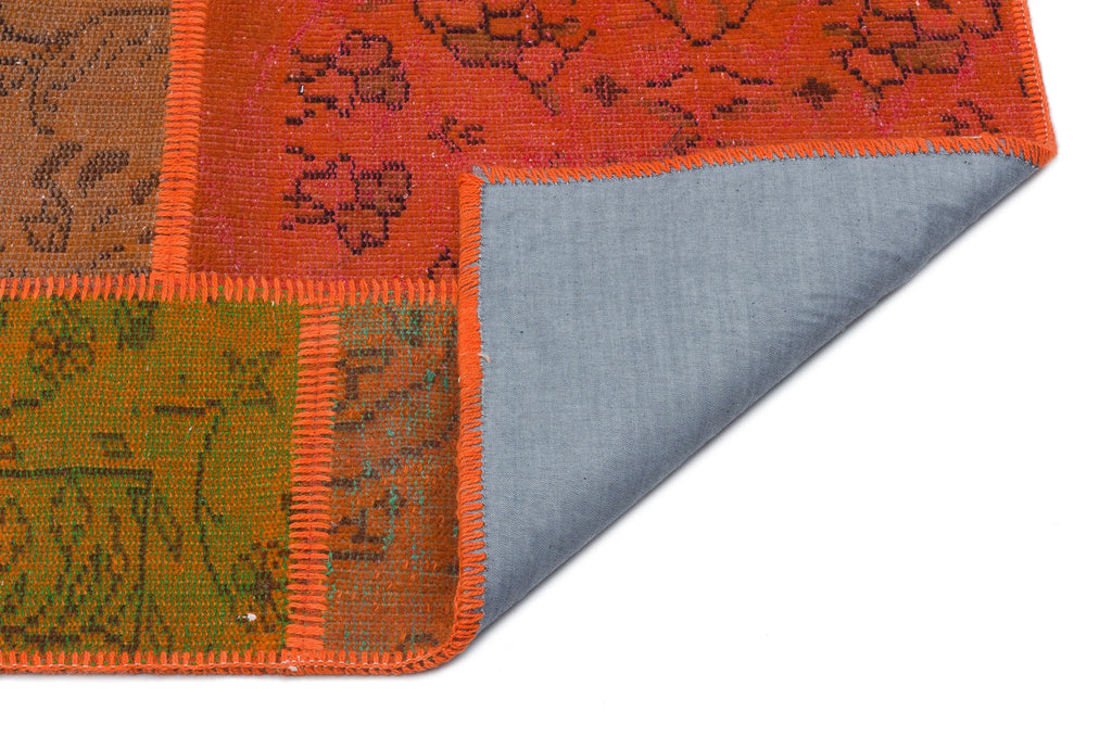 Orange Over Dyed Patchwork Unique Rug 3'11'' x 5'12'' ft 120 x 182 cm