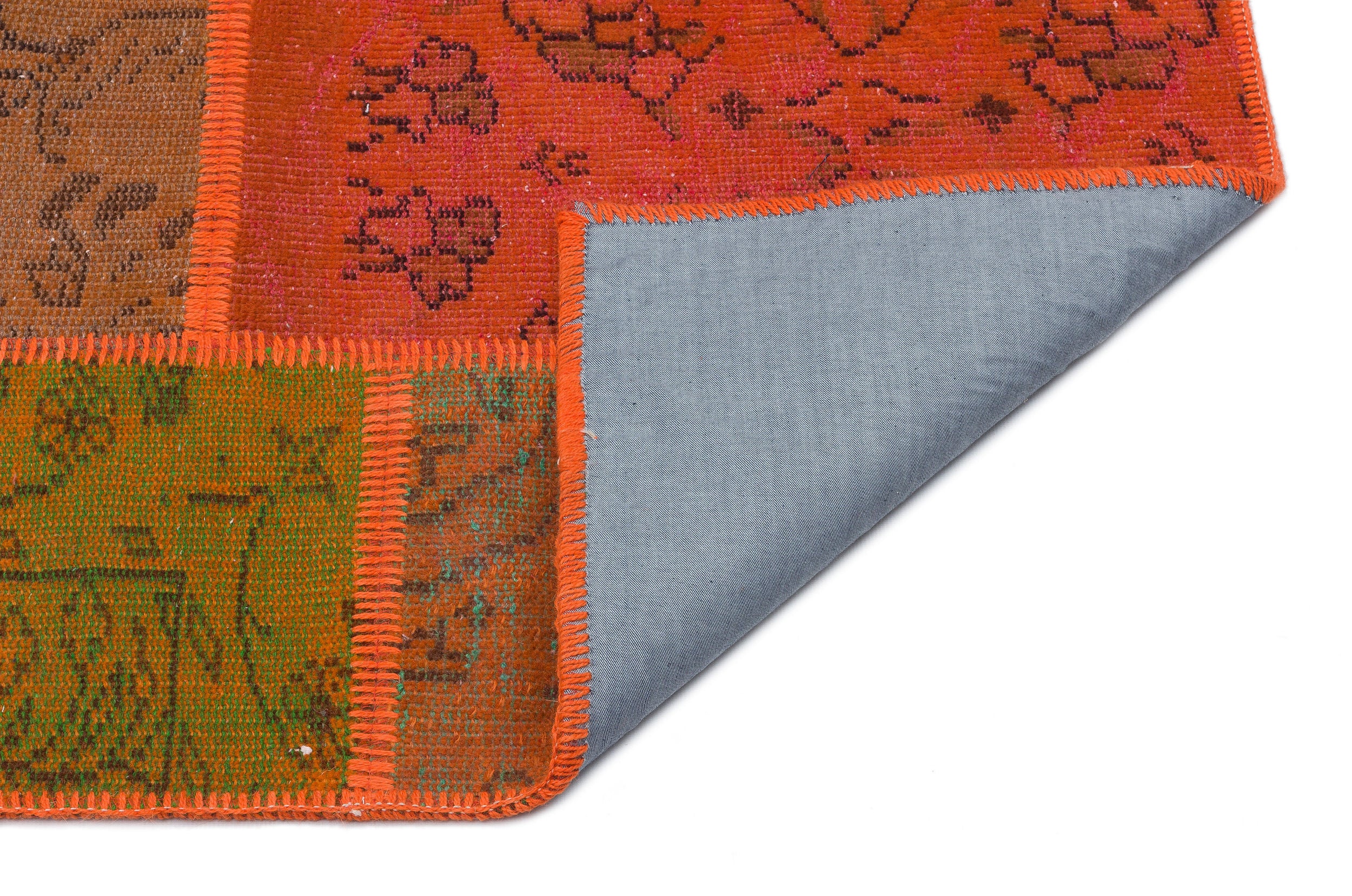 Orange Over Dyed Patchwork Unique Rug 3'11'' x 5'12'' ft 120 x 182 cm