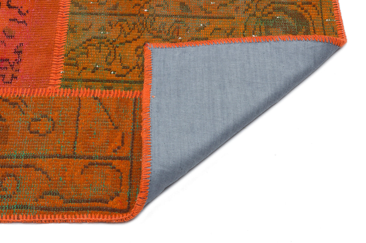 Orange Over Dyed Patchwork Unique Rug 3&#39;11&#39;&#39; x 5&#39;11&#39;&#39; ft 120 x 180 cm