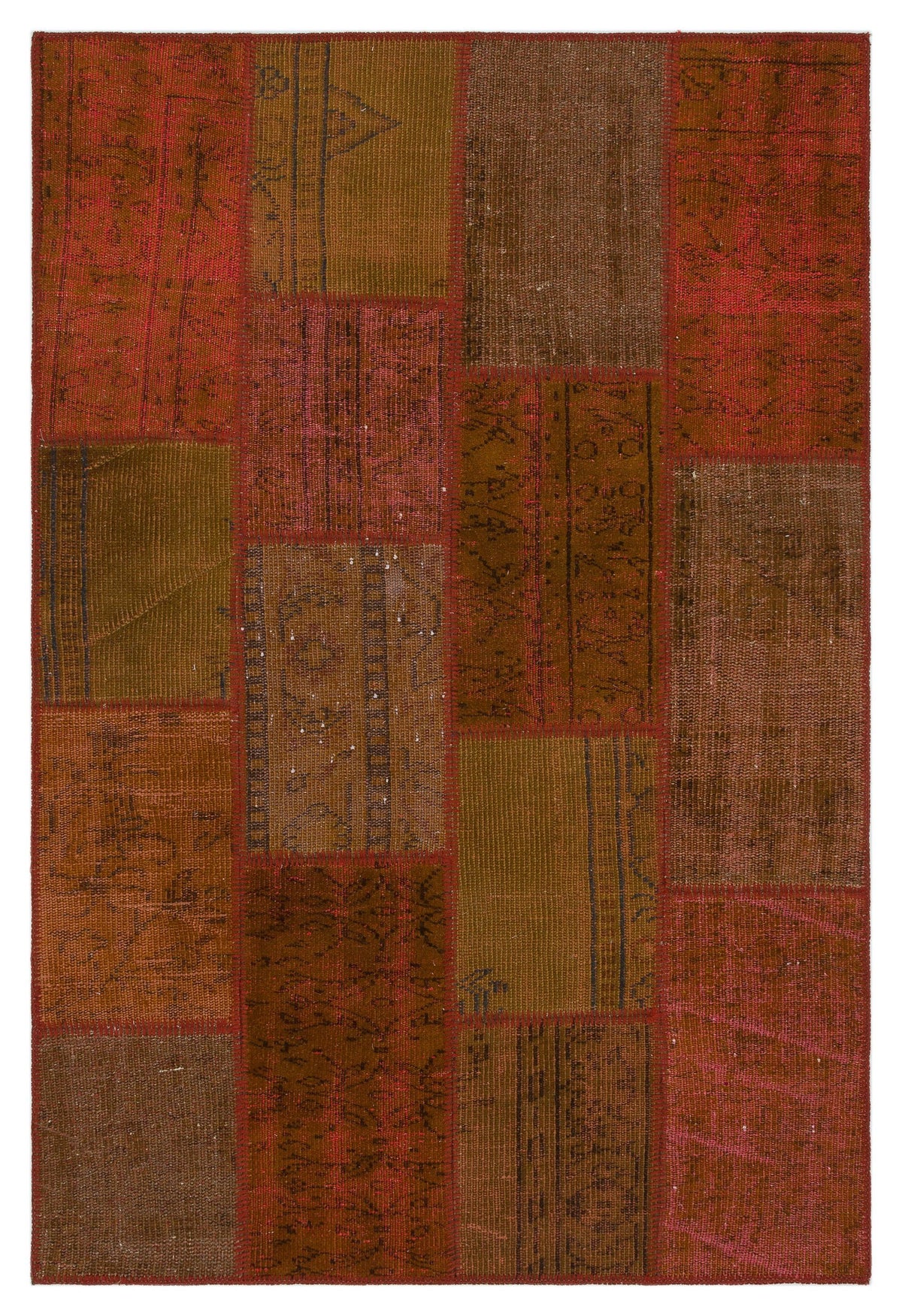 Orange Over Dyed Patchwork Unique Rug 3&#39;11&#39;&#39; x 5&#39;10&#39;&#39; ft 120 x 178 cm