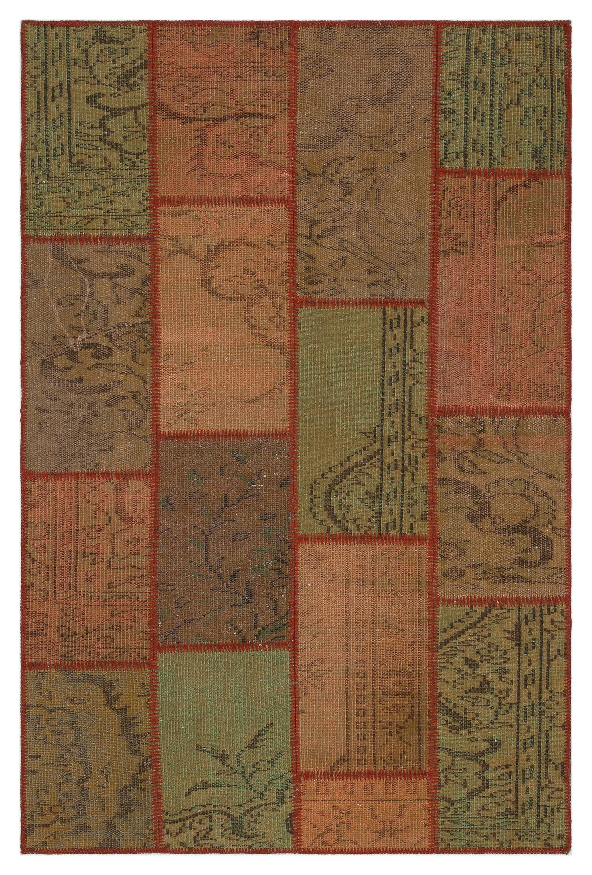 Brown Over Dyed Patchwork Unique Rug 3&#39;11&#39;&#39; x 5&#39;11&#39;&#39; ft 120 x 181 cm