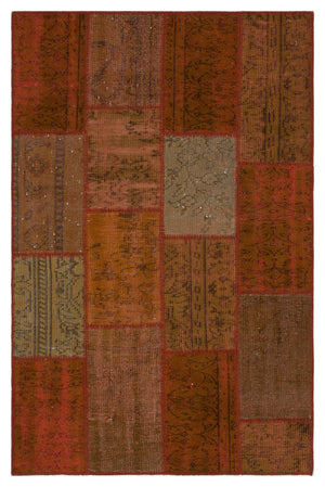 Brown Over Dyed Patchwork Unique Rug 3'11'' x 6'0'' ft 120 x 183 cm