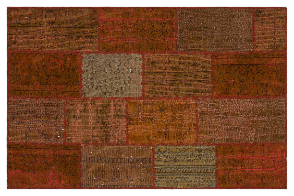Brown Over Dyed Patchwork Unique Rug 3&#39;11&#39;&#39; x 6&#39;0&#39;&#39; ft 120 x 183 cm