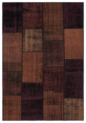 Black Over Dyed Patchwork Unique Rug 5'3'' x 7'7'' ft 160 x 230 cm