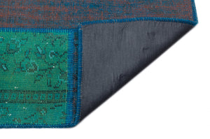 Turquoise  Over Dyed Patchwork Unique Rug 5'3'' x 7'7'' ft 160 x 230 cm