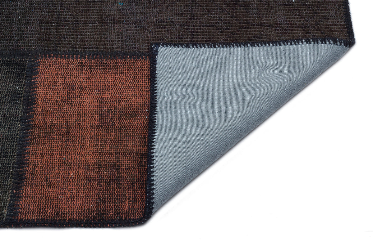 Black Over Dyed Patchwork Unique Rug 5&#39;3&#39;&#39; x 7&#39;7&#39;&#39; ft 160 x 230 cm