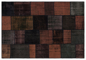 Black Over Dyed Patchwork Unique Rug 5'3'' x 7'7'' ft 160 x 230 cm