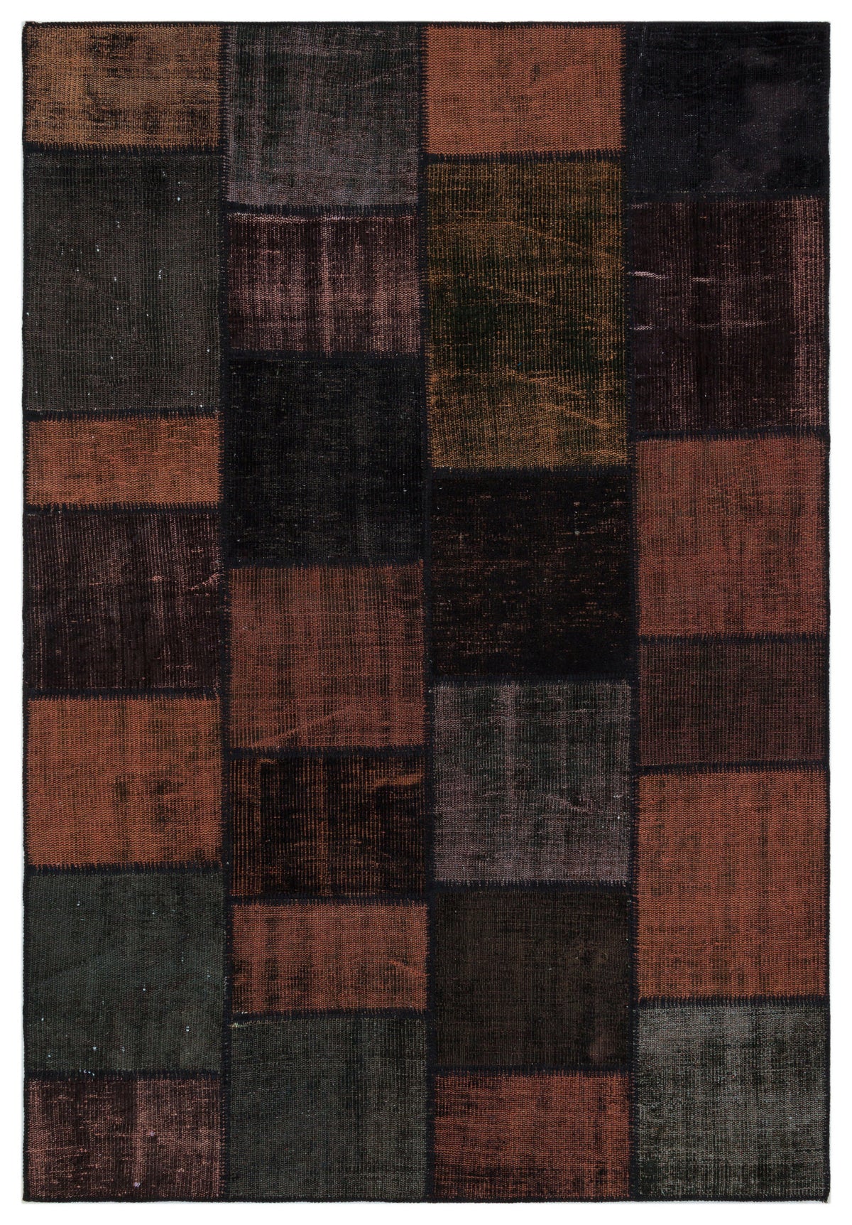Black Over Dyed Patchwork Unique Rug 5&#39;3&#39;&#39; x 7&#39;7&#39;&#39; ft 160 x 230 cm