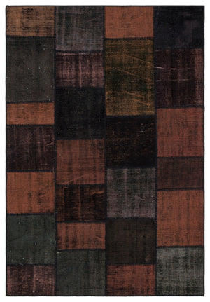 Black Over Dyed Patchwork Unique Rug 5'3'' x 7'7'' ft 160 x 230 cm