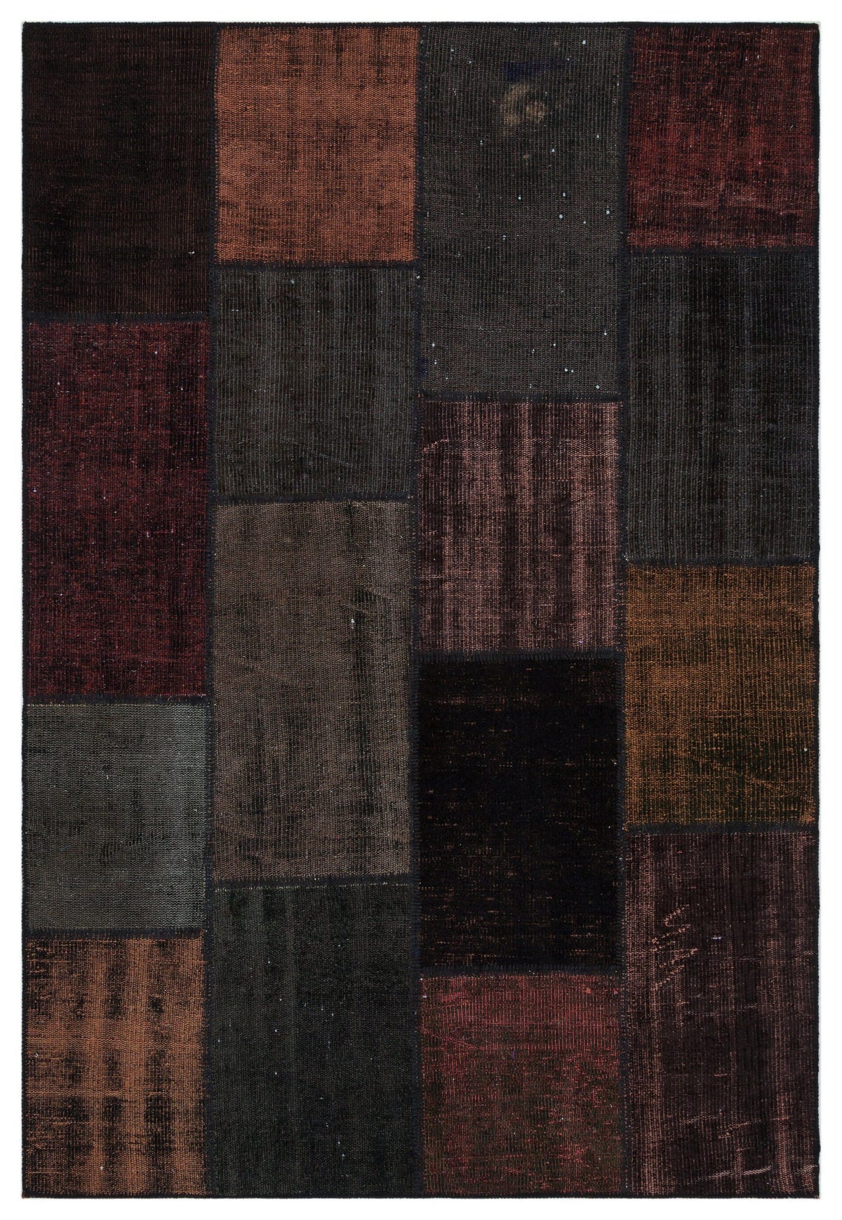 Black Over Dyed Patchwork Unique Rug 5&#39;3&#39;&#39; x 7&#39;7&#39;&#39; ft 160 x 230 cm
