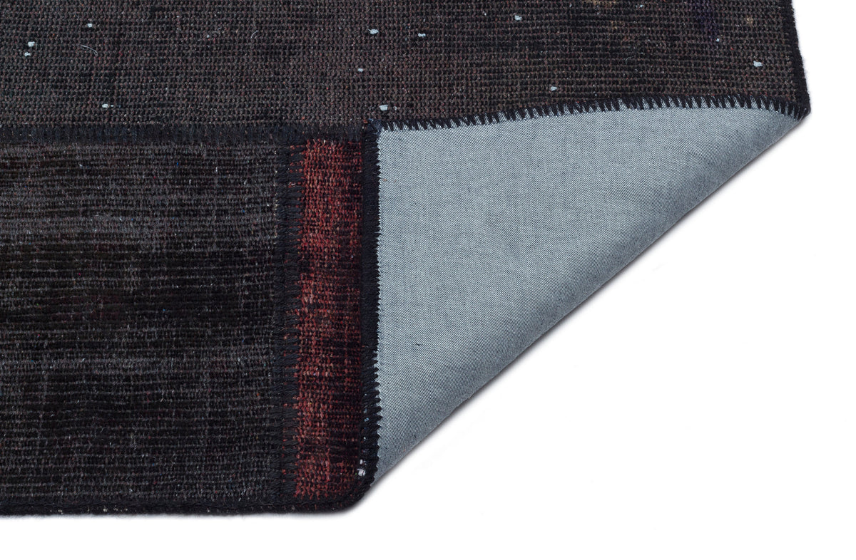 Black Over Dyed Patchwork Unique Rug 5&#39;3&#39;&#39; x 7&#39;7&#39;&#39; ft 160 x 230 cm