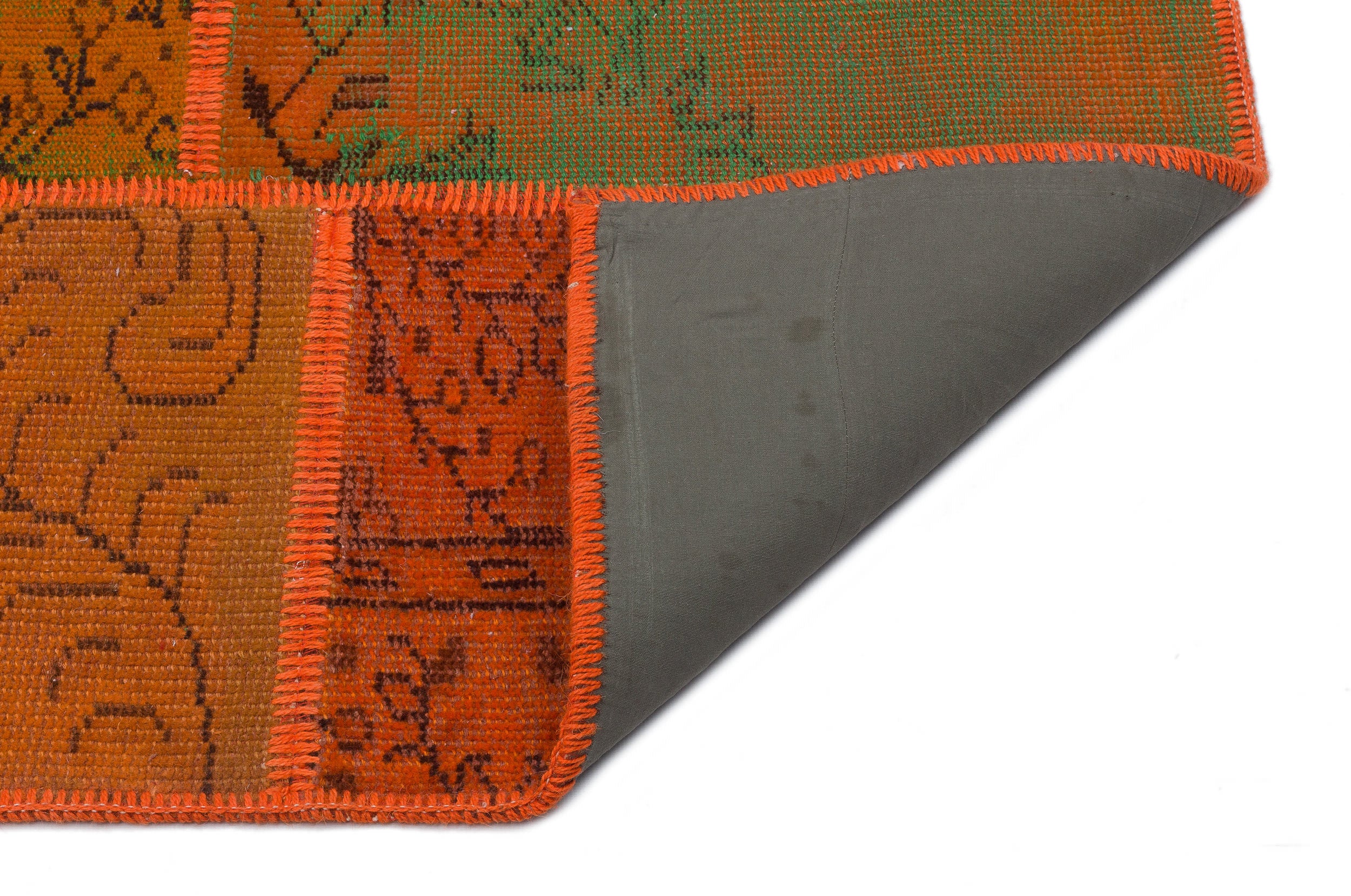 Orange Over Dyed Patchwork Unique Rug 5'3'' x 7'7'' ft 160 x 230 cm
