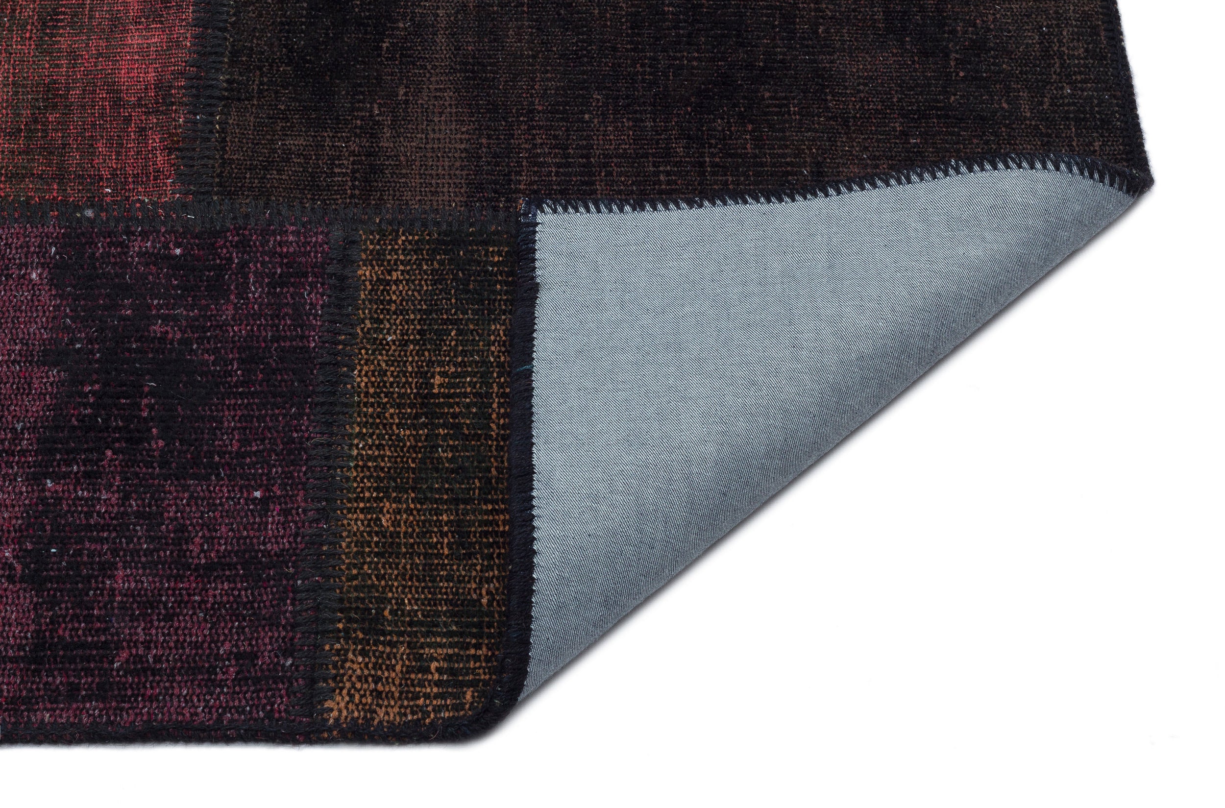 Black Over Dyed Patchwork Unique Rug 5'3'' x 7'7'' ft 160 x 230 cm