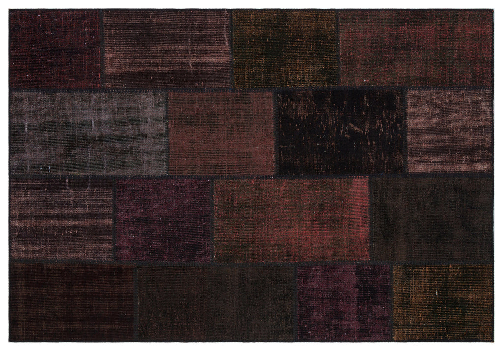 Black Over Dyed Patchwork Unique Rug 5'3'' x 7'7'' ft 160 x 230 cm