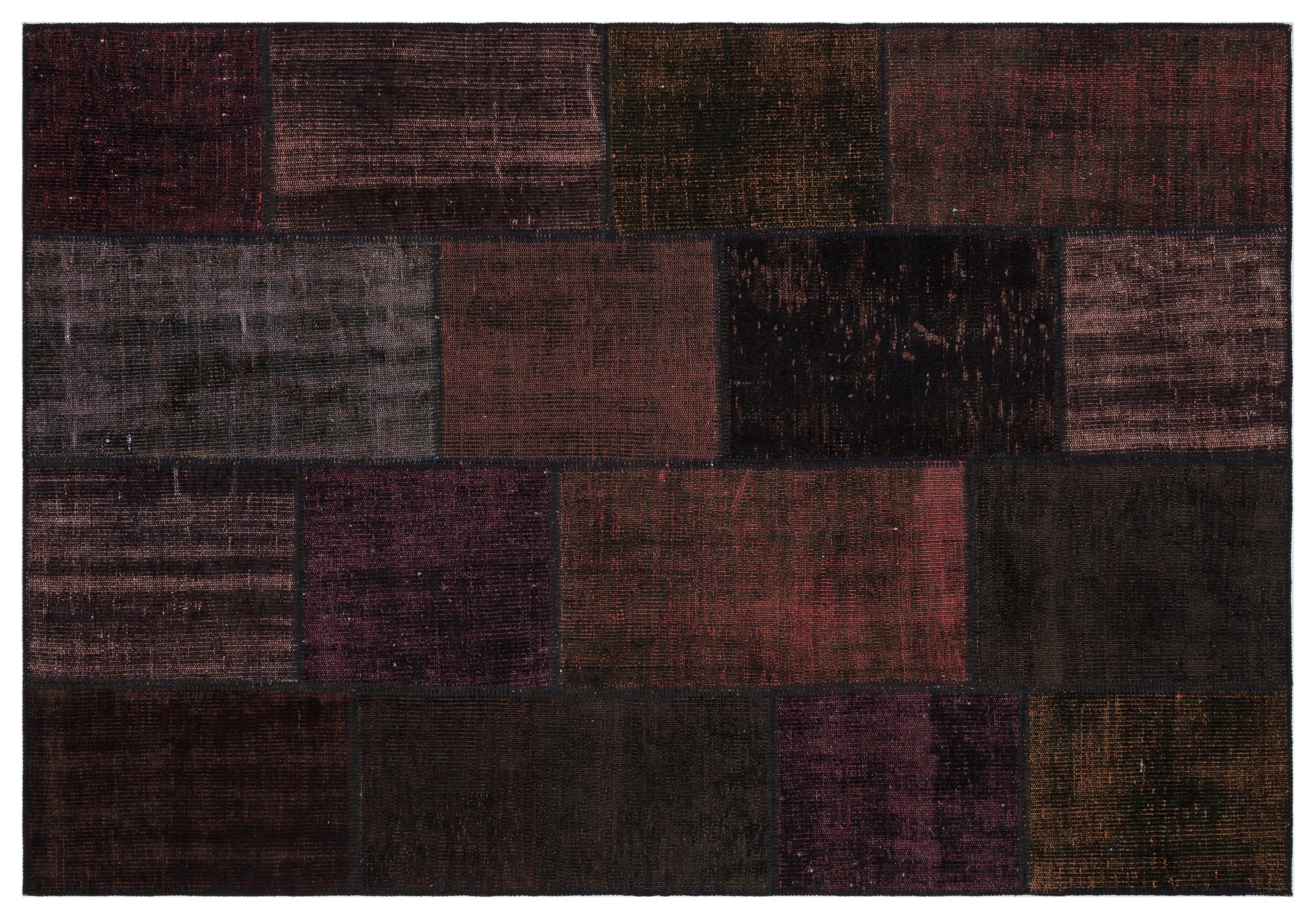 Black Over Dyed Patchwork Unique Rug 5'3'' x 7'7'' ft 160 x 230 cm