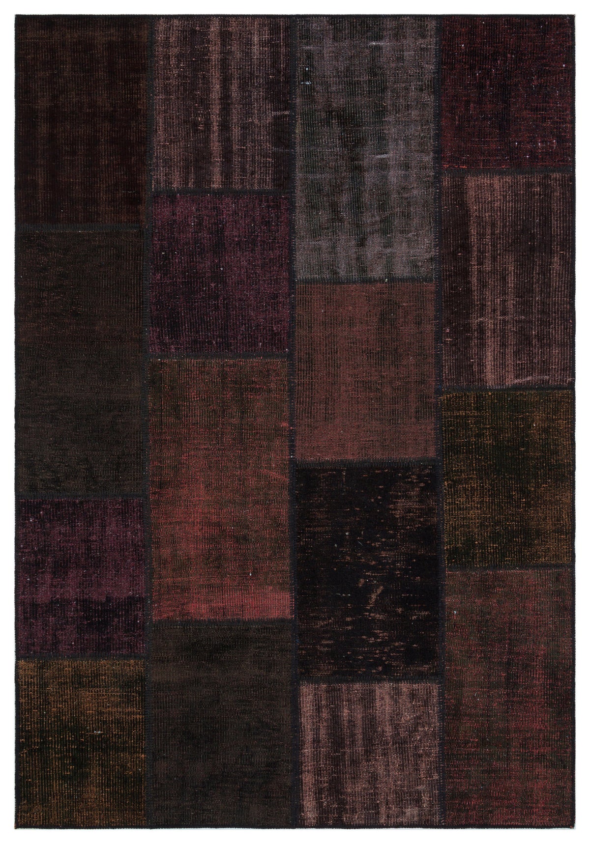 Black Over Dyed Patchwork Unique Rug 5&#39;3&#39;&#39; x 7&#39;7&#39;&#39; ft 160 x 230 cm