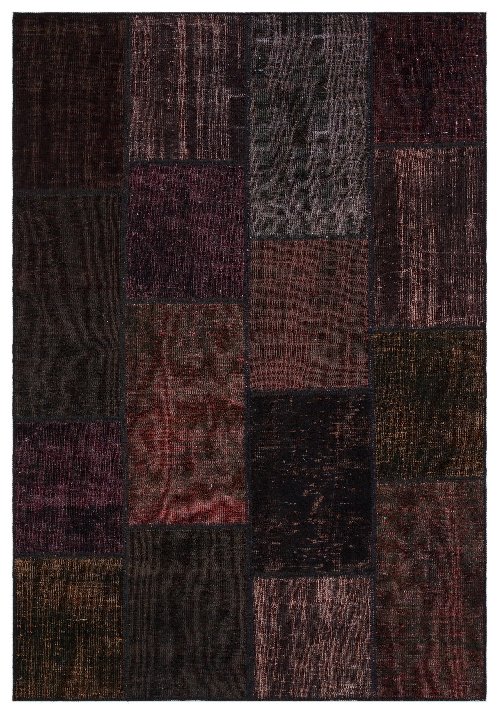 Black Over Dyed Patchwork Unique Rug 5'3'' x 7'7'' ft 160 x 230 cm