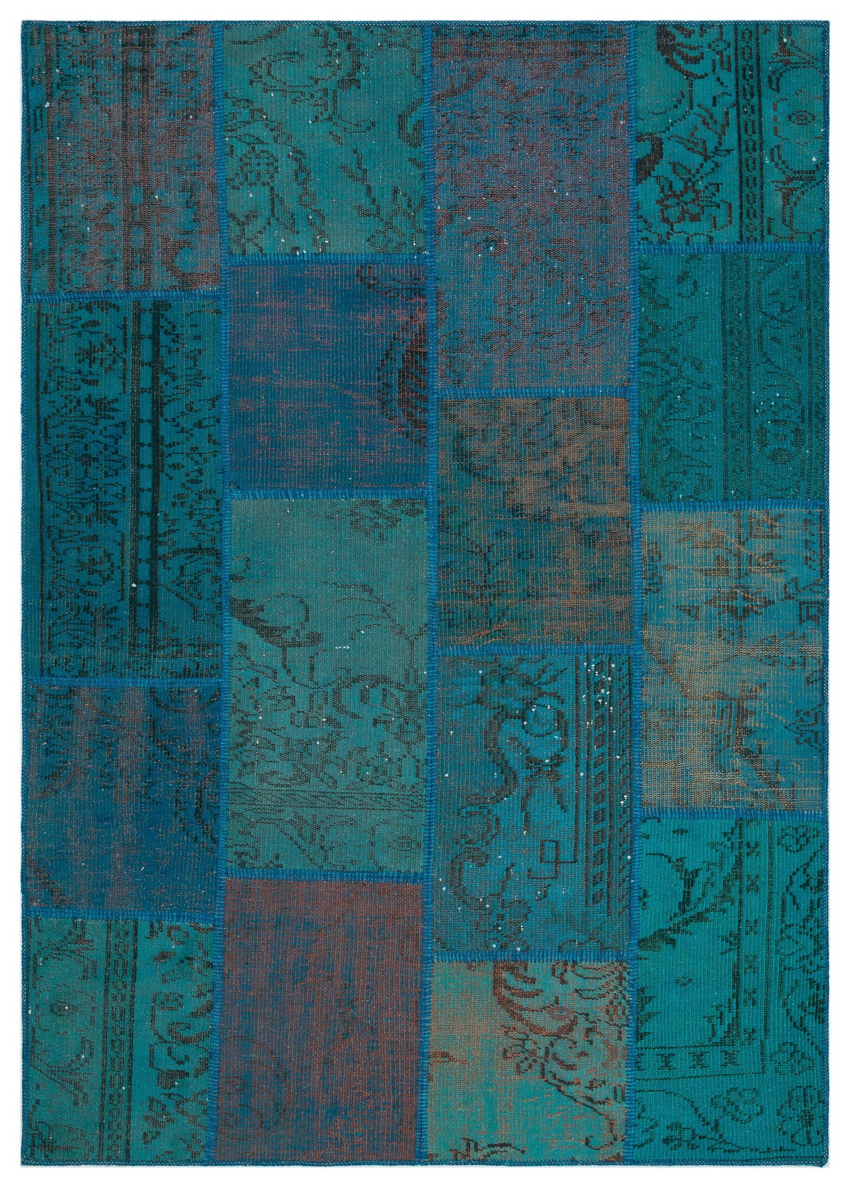 Turquoise  Over Dyed Patchwork Unique Rug 5&#39;3&#39;&#39; x 7&#39;7&#39;&#39; ft 160 x 230 cm