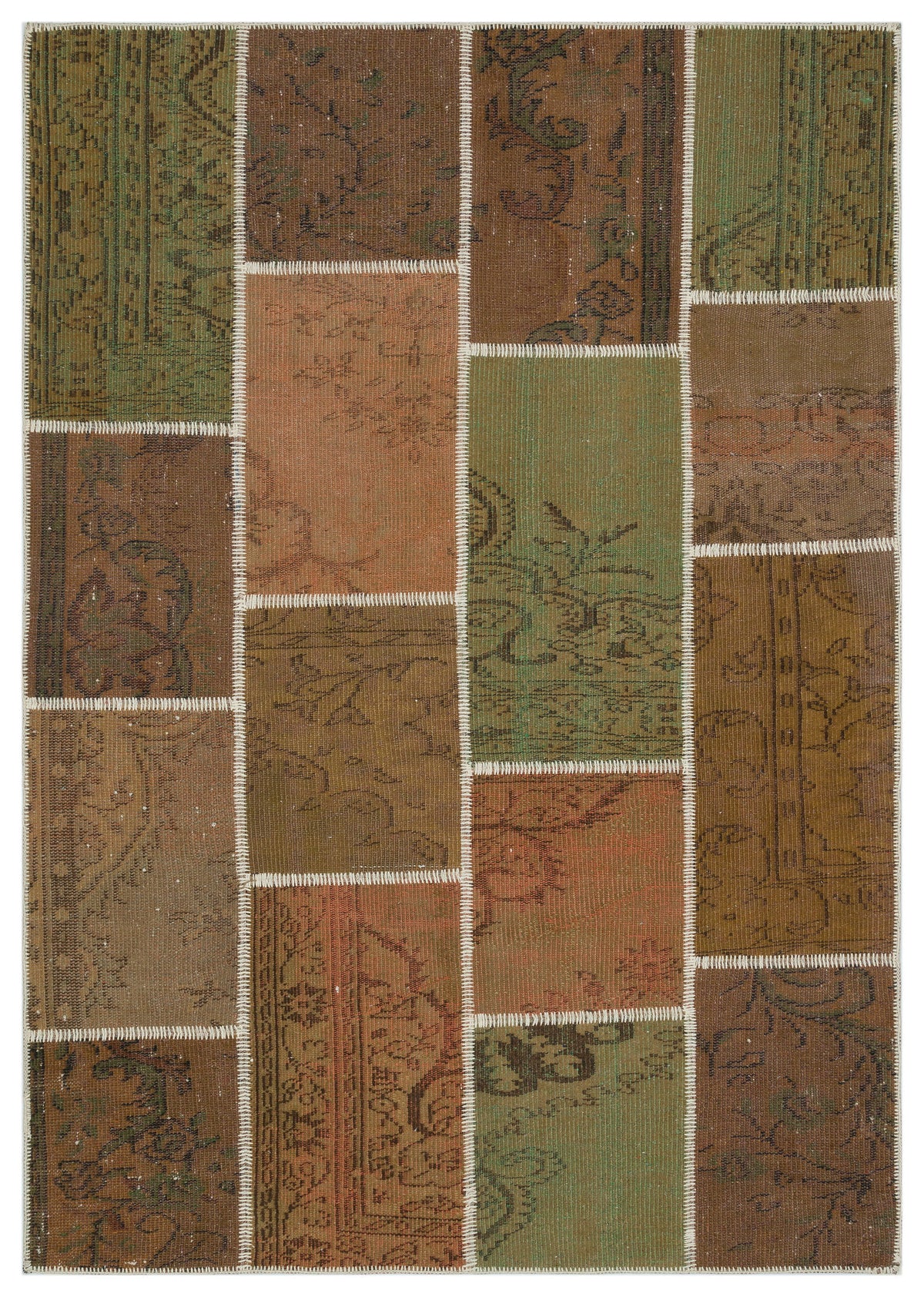 Brown Over Dyed Patchwork Unique Rug 5&#39;3&#39;&#39; x 7&#39;7&#39;&#39; ft 160 x 230 cm