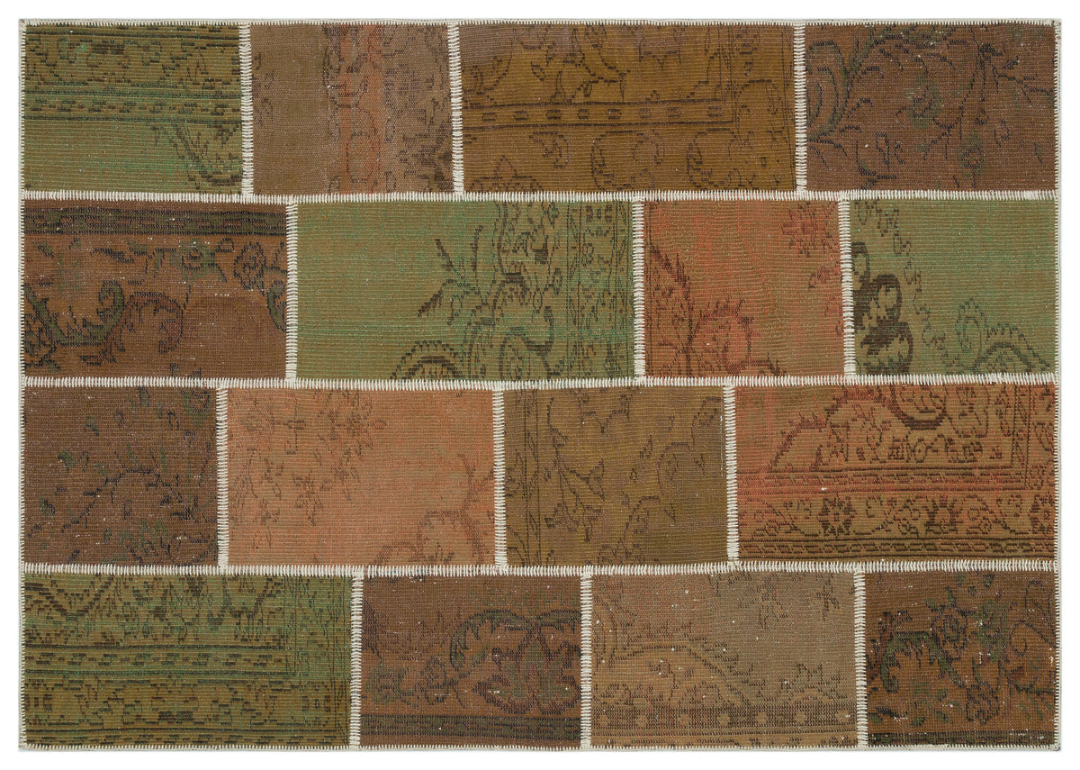 Brown Over Dyed Patchwork Unique Rug 5&#39;3&#39;&#39; x 7&#39;7&#39;&#39; ft 160 x 230 cm