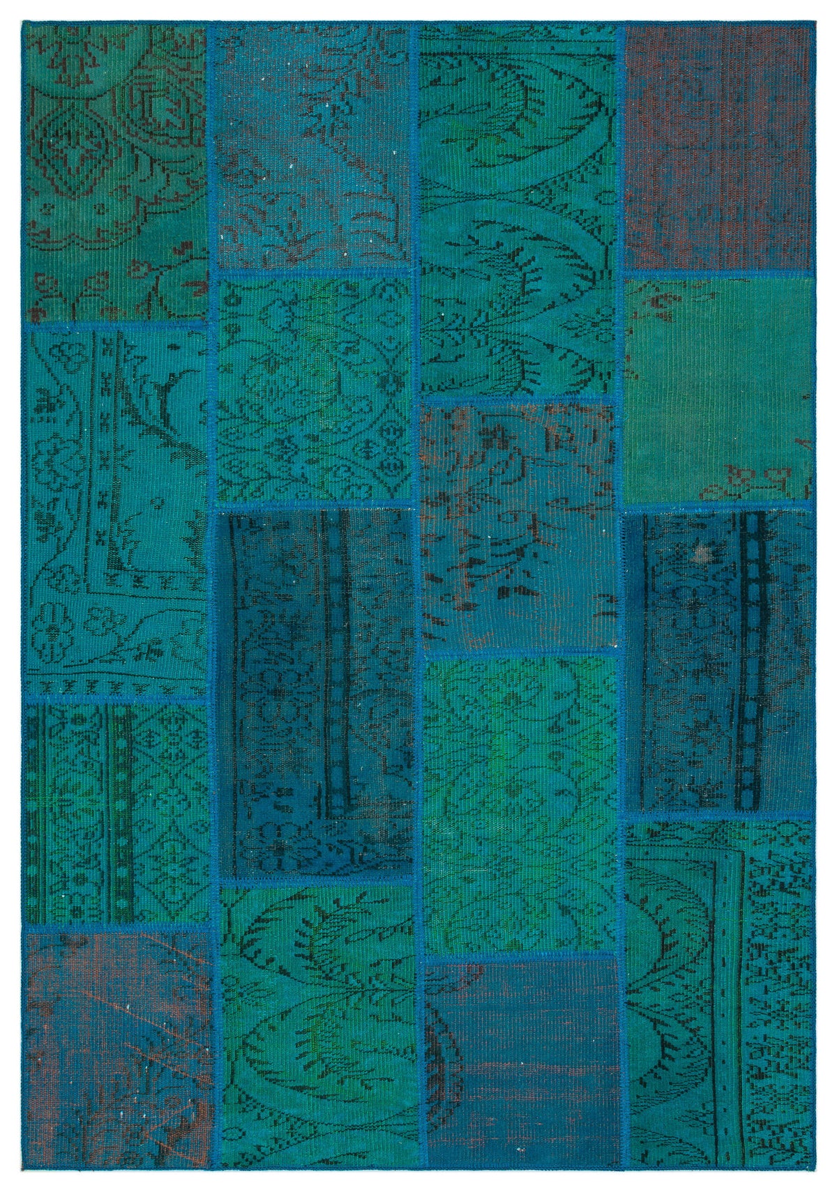 Turquoise  Over Dyed Patchwork Unique Rug 5&#39;3&#39;&#39; x 7&#39;7&#39;&#39; ft 160 x 230 cm