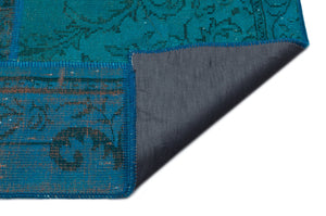 Turquoise  Over Dyed Patchwork Unique Rug 5'3'' x 7'7'' ft 160 x 230 cm