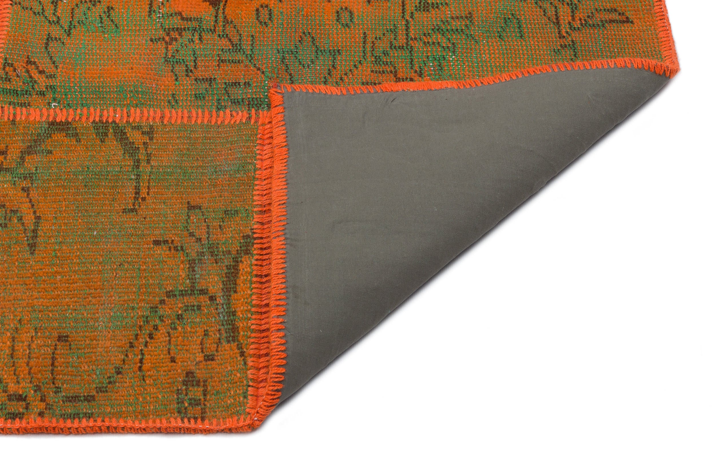 Orange Over Dyed Patchwork Unique Rug 5'3'' x 7'7'' ft 160 x 230 cm