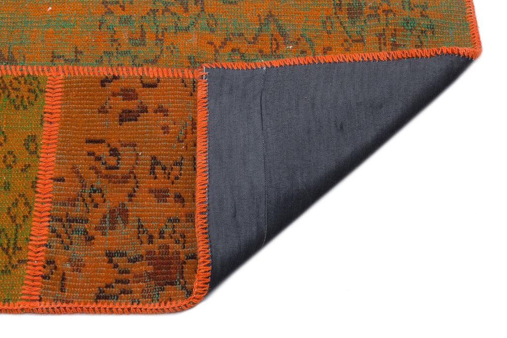 Orange Over Dyed Patchwork Unique Rug 5'3'' x 7'7'' ft 160 x 230 cm