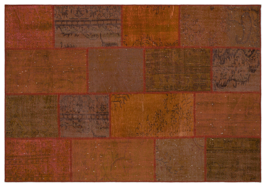 Orange Over Dyed Patchwork Unique Rug 5'3'' x 7'7'' ft 160 x 230 cm