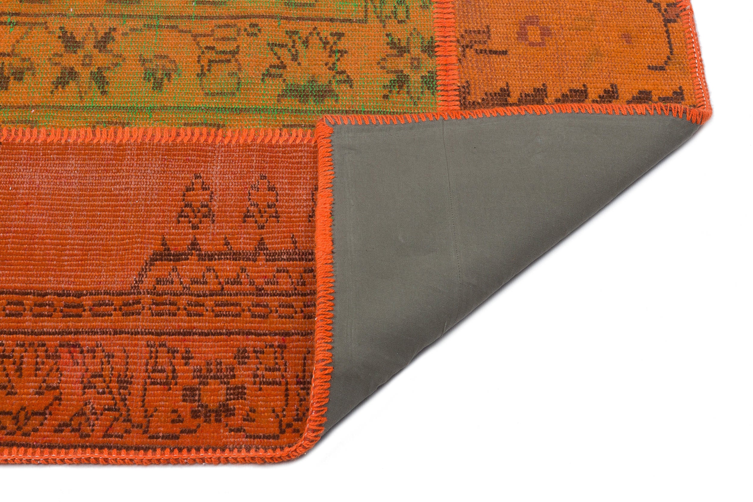 Orange Over Dyed Patchwork Unique Rug 5'3'' x 7'7'' ft 160 x 230 cm