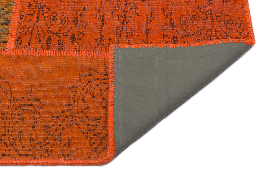 Orange Over Dyed Patchwork Unique Rug 5'3'' x 7'7'' ft 160 x 230 cm