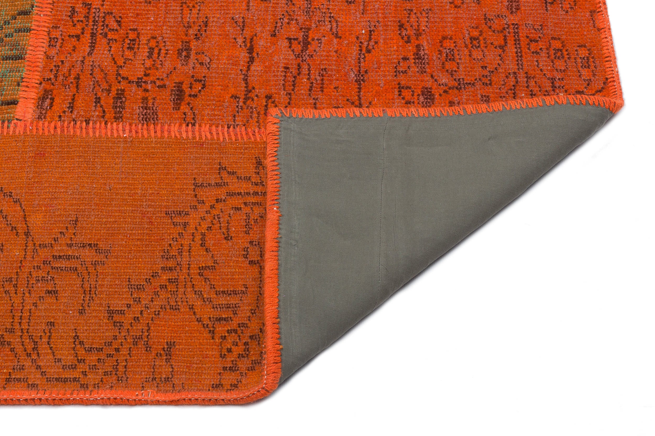 Orange Over Dyed Patchwork Unique Rug 5'3'' x 7'7'' ft 160 x 230 cm
