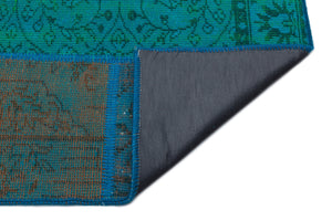 Turquoise  Over Dyed Patchwork Unique Rug 5'3'' x 7'7'' ft 160 x 230 cm