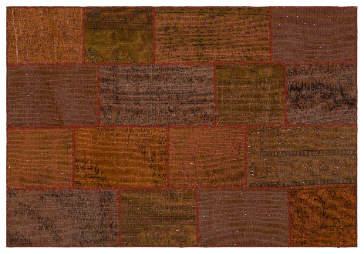 Brown Over Dyed Patchwork Unique Rug 5&#39;3&#39;&#39; x 7&#39;7&#39;&#39; ft 160 x 230 cm