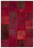 Red Over Dyed Patchwork Unique Rug 5'3'' x 7'7'' ft 160 x 230 cm