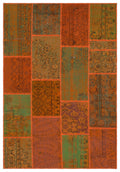 Orange Over Dyed Patchwork Unique Rug 5'3'' x 7'7'' ft 160 x 230 cm