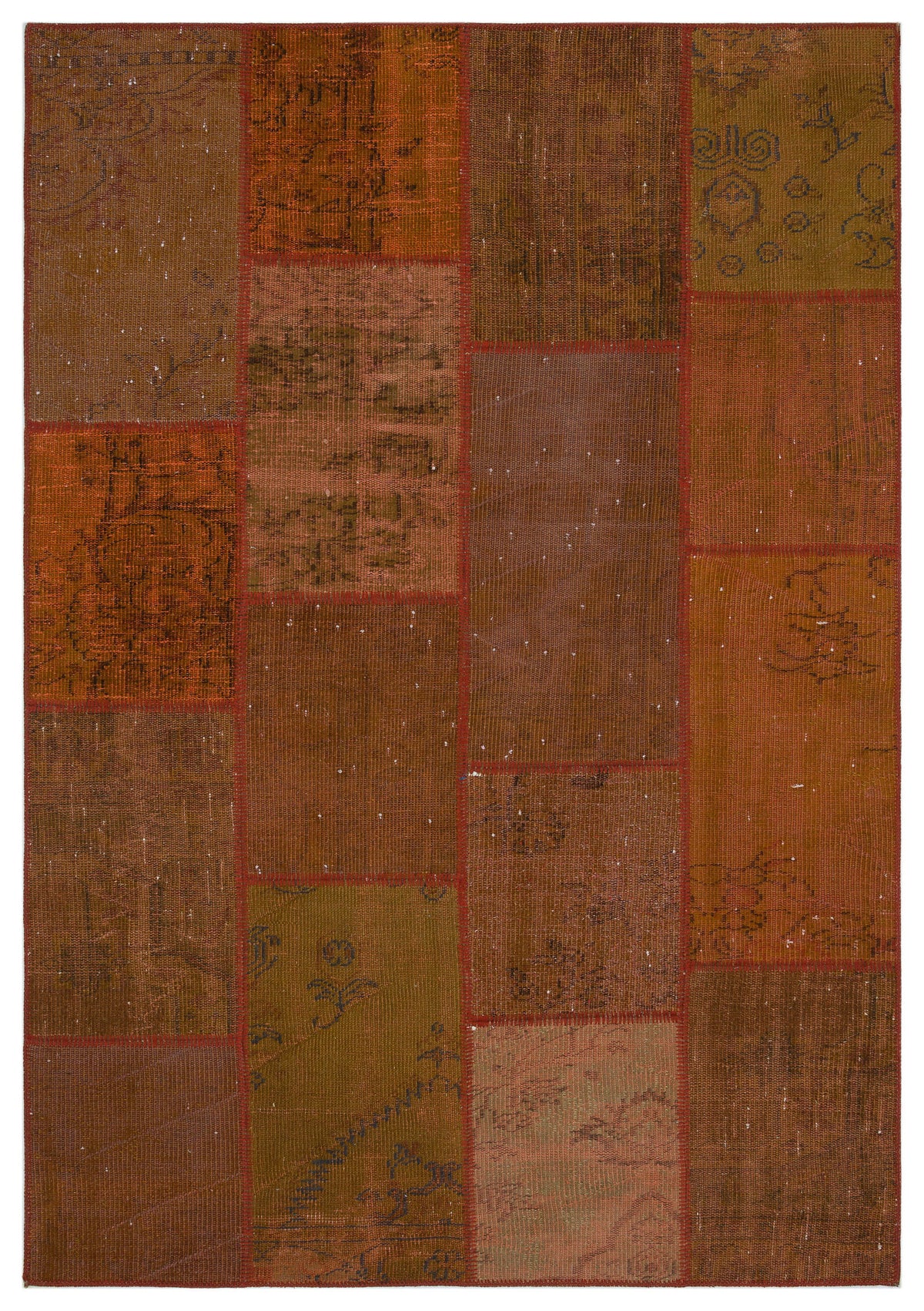 Brown Over Dyed Patchwork Unique Rug 5&#39;3&#39;&#39; x 7&#39;7&#39;&#39; ft 160 x 230 cm